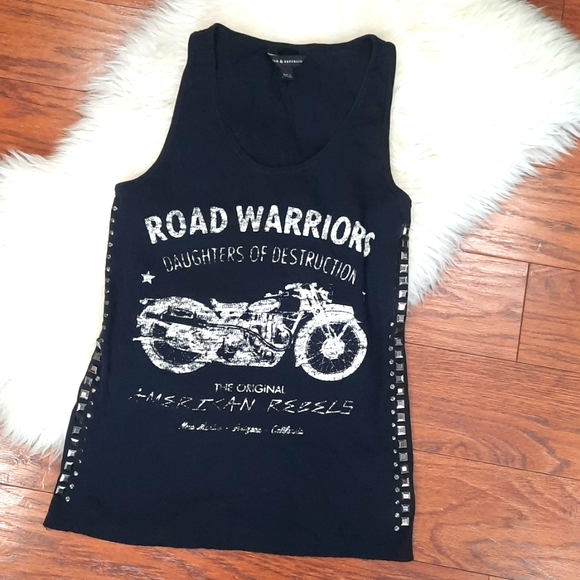 Rock & Republic Tops - Rock & Republic Black Studded Motorcycle Tank Top